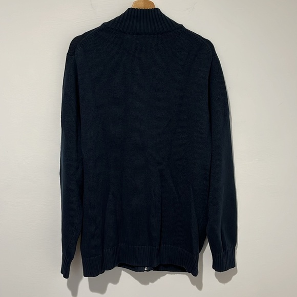 LL Bean Men's Full Zip Sweater Navy Blue 90s Cozy Cabin - Picture 3 of 13